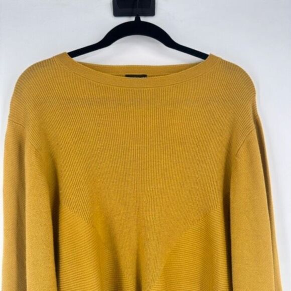Cliche Women's Knit Wool Ribbed Neck Long Sleeve Pullover Sweater Gold Large - Picture 6 of 10